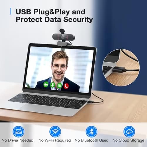 EMEET C960 4K Webcam for PC, 4K UHD CMOS Sensor, PDAF Auto Focus, Dual Omnidirectional Mics, Auto Light Correction, 73° FOV, Plug&Play Webcam w/Privacy Cover, Works w/Zoom/Teams/Skype/Google Meet image
