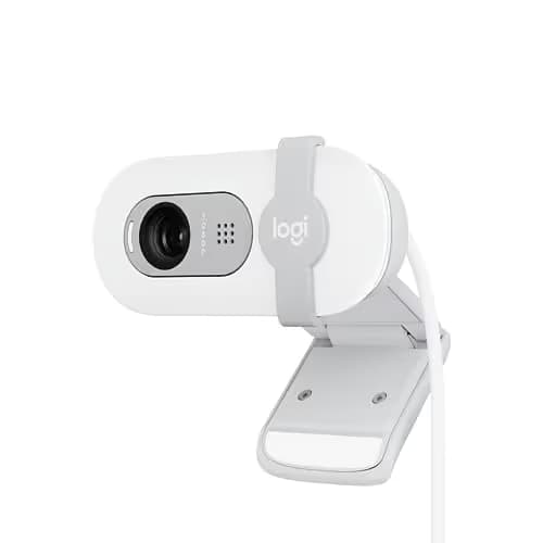 Logitech Brio 100 Full HD 1080p Webcam for Meetings, Streaming, Desktop, Laptop, PC - Built-in Mic, Shutter, Works with Zoom, Microsoft Teams, Nintendo Switch 2’s new GameChat Mode-Off -White image