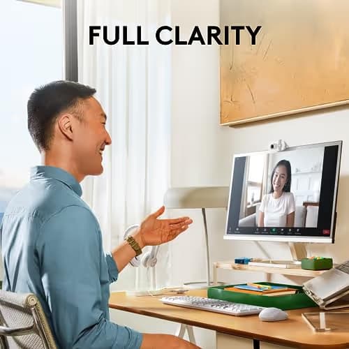 Logitech Brio 100 Full HD 1080p Webcam for Meetings, Streaming, Desktop, Laptop, PC - Built-in Mic, Shutter, Works with Zoom, Microsoft Teams, Nintendo Switch 2’s new GameChat Mode-Off -White image