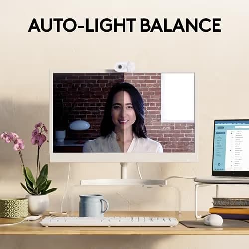 Logitech Brio 100 Full HD 1080p Webcam for Meetings, Streaming, Desktop, Laptop, PC - Built-in Mic, Shutter, Works with Zoom, Microsoft Teams, Nintendo Switch 2’s new GameChat Mode-Off -White image