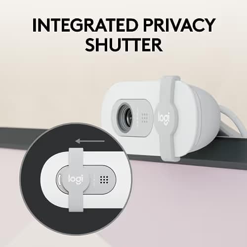 Logitech Brio 100 Full HD 1080p Webcam for Meetings, Streaming, Desktop, Laptop, PC - Built-in Mic, Shutter, Works with Zoom, Microsoft Teams, Nintendo Switch 2’s new GameChat Mode-Off -White image