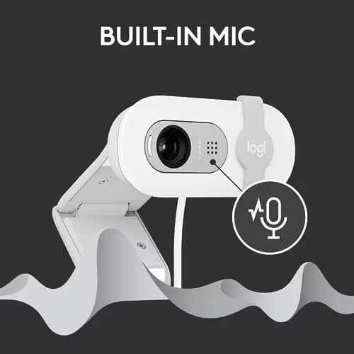 Logitech Brio 100 Full HD 1080p Webcam for Meetings, Streaming, Desktop, Laptop, PC - Built-in Mic, Shutter, Works with Zoom, Microsoft Teams, Nintendo Switch 2’s new GameChat Mode-Off -White image