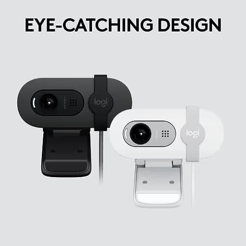 Logitech Brio 100 Full HD 1080p Webcam for Meetings, Streaming, Desktop, Laptop, PC - Built-in Mic, Shutter, Works with Zoom, Microsoft Teams, Nintendo Switch 2’s new GameChat Mode-Off -White image