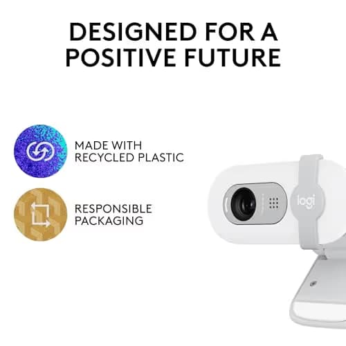 Logitech Brio 100 Full HD 1080p Webcam for Meetings, Streaming, Desktop, Laptop, PC - Built-in Mic, Shutter, Works with Zoom, Microsoft Teams, Nintendo Switch 2’s new GameChat Mode-Off -White image