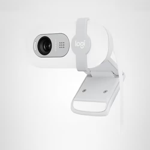 Logitech Brio 100 Full HD 1080p Webcam for Meetings, Streaming, Desktop, Laptop, PC - Built-in Mic, Shutter, Works with Zoom, Microsoft Teams, Nintendo Switch 2’s new GameChat Mode-Off -White image