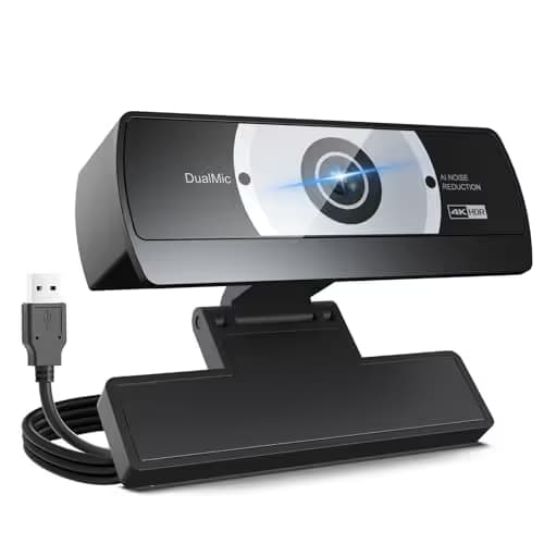 4K Webcam for PC - 4K Ultra HD Computer Camera with PDAF Autofocus, AI Noise-Canceling Mic, USB Plug & Play, 80° FOV & Auto Lighting Correction for Laptop & Desktop (Social Streaming Video Call​)​ main image