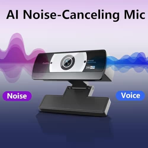 4K Webcam for PC - 4K Ultra HD Computer Camera with PDAF Autofocus, AI Noise-Canceling Mic, USB Plug & Play, 80° FOV & Auto Lighting Correction for Laptop & Desktop (Social Streaming Video Call​)​ image