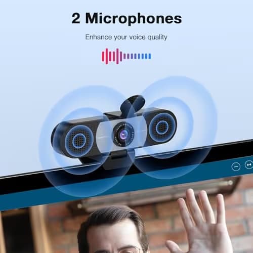 EMEET 1080P Webcam, C960 Web Camera with 2 Noise-Cancelling Microphones & Privacy Cover, 90° FOV Computer Camera, Plug & Play USB Webcam for Calls/Conference, Zoom/Skype/YouTube, Laptop/Desktop, Grey image