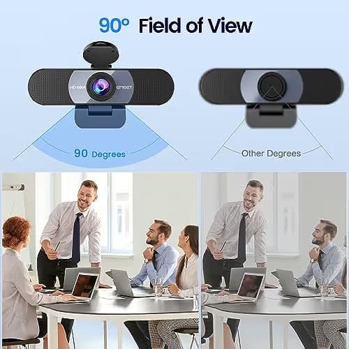 EMEET 1080P Webcam, C960 Web Camera with 2 Noise-Cancelling Microphones & Privacy Cover, 90° FOV Computer Camera, Plug & Play USB Webcam for Calls/Conference, Zoom/Skype/YouTube, Laptop/Desktop, Grey image