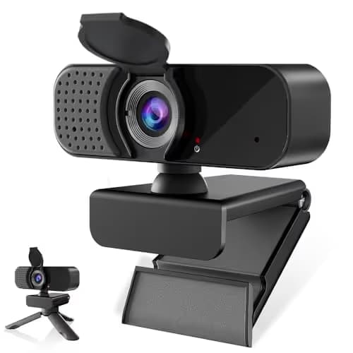 Kemeiv 1080P Webcam with Microphone and Physical Privacy Cover, Noise Cancelling USB Web Camera, Auto Light Correction, Plug and Play, Wide Angle PC Camera for Zoom, Online Class, Laptop/Desktop image