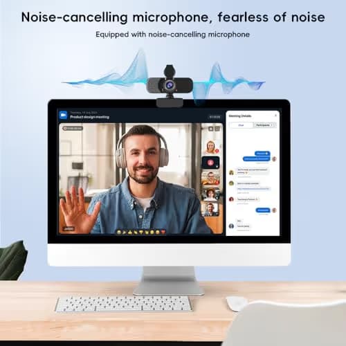 Kemeiv 1080P Webcam with Microphone and Physical Privacy Cover, Noise Cancelling USB Web Camera, Auto Light Correction, Plug and Play, Wide Angle PC Camera for Zoom, Online Class, Laptop/Desktop image