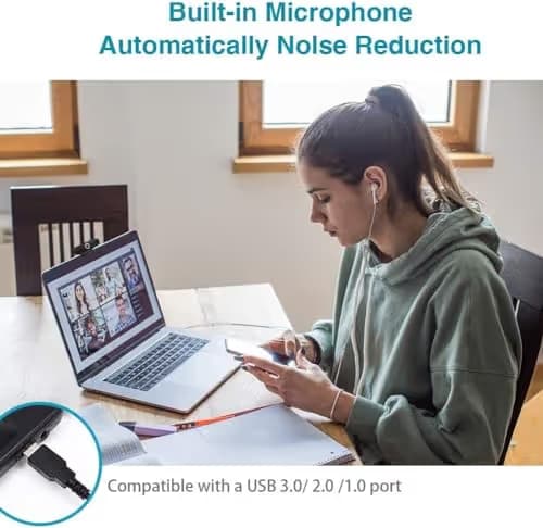 4K Webcam, HD Webcam 8MP- Laptop PC Desktop Computer Web Camera with Microphone, USB Webcams for Video Calling Recording Streaming Video Conference, Webcam with Mini Tripod,Privacy Shutter. image