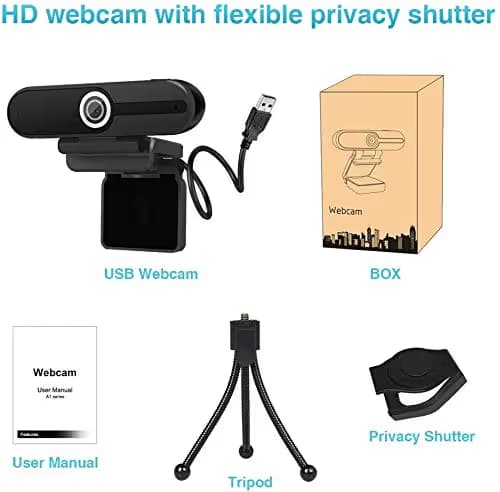 4K Webcam, HD Webcam 8MP- Laptop PC Desktop Computer Web Camera with Microphone, USB Webcams for Video Calling Recording Streaming Video Conference, Webcam with Mini Tripod,Privacy Shutter. image