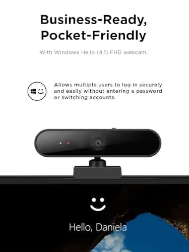 Lenovo Performance FHD 1080p Webcam USB-C,Log-on with Windows Hello, Dual Microphones, 95 Degree Lens and 4X Digital Zoom, Sliding Privacy Shutter, Black image