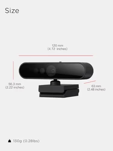 Lenovo Performance FHD 1080p Webcam USB-C,Log-on with Windows Hello, Dual Microphones, 95 Degree Lens and 4X Digital Zoom, Sliding Privacy Shutter, Black image