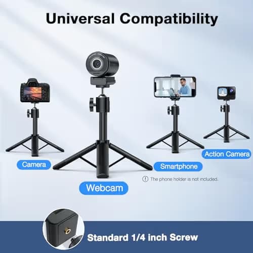 EMEET SmartCam S800-4K Webcam with Tripod for Streaming, Sony 1/2'' Sensor, Supports HDR, PDAF&TOF Dual-autofocus, 1080P@60FPS, Adjustable Heights with 360° Swivel Head, Perfect for Live Streaming image