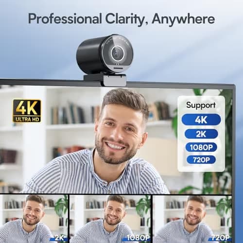 EMEET SmartCam S800-4K Webcam with Tripod for Streaming, Sony 1/2'' Sensor, Supports HDR, PDAF&TOF Dual-autofocus, 1080P@60FPS, Adjustable Heights with 360° Swivel Head, Perfect for Live Streaming image
