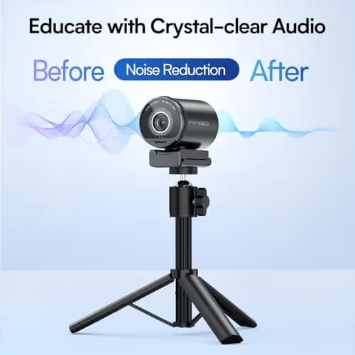 EMEET SmartCam S800-4K Webcam with Tripod for Streaming, Sony 1/2'' Sensor, Supports HDR, PDAF&TOF Dual-autofocus, 1080P@60FPS, Adjustable Heights with 360° Swivel Head, Perfect for Live Streaming image