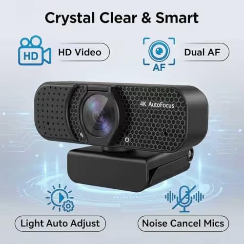 Gohero 4K Webcam with Dual PDAF Autofocus, 2 Noise Reduction Mics, Auto Light Correction, Privacy Cover, 83° FOV, USB-A, for PC, Mac, Laptop, Video Calls Pro Series image