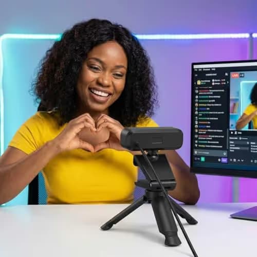 Gohero 4K Webcam with Dual PDAF Autofocus, 2 Noise Reduction Mics, Auto Light Correction, Privacy Cover, 83° FOV, USB-A, for PC, Mac, Laptop, Video Calls Pro Series image