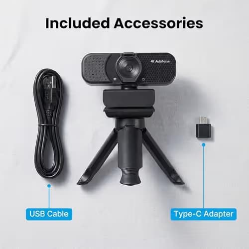 Gohero 4K Webcam with Dual PDAF Autofocus, 2 Noise Reduction Mics, Auto Light Correction, Privacy Cover, 83° FOV, USB-A, for PC, Mac, Laptop, Video Calls Pro Series image