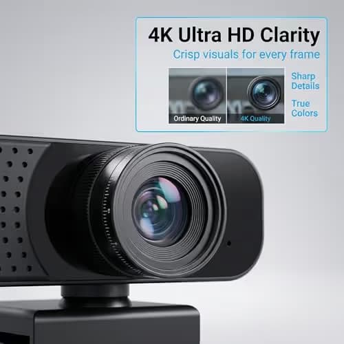 Gohero 4K Webcam with Dual PDAF Autofocus, 2 Noise Reduction Mics, Auto Light Correction, Privacy Cover, 83° FOV, USB-A, for PC, Mac, Laptop, Video Calls Pro Series image