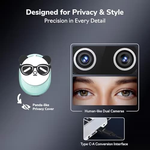 EMEET Piko+ (Piko Plus), World’s 1st Dual-Camera AI-Powered 4K Webcam, 1/2.55'' Sony Sensor, 3 Mics&3 Sound Modes, Panda Magnetic Privacy Cover, USB C-C&C-A, Ideal for Livestreamers image