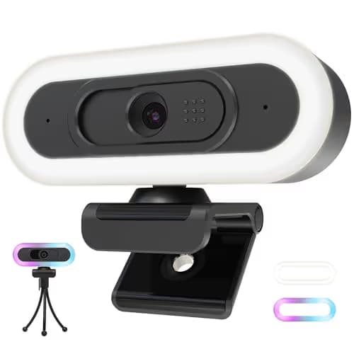 saylas 2K Webcam with Lights, HD Webcam for PC, 2K@60FPS Web cam with Microphone, 65° FOV, Autofocus, Noise Cancellation, Privacy Cover, Web Camera for Computer/Laptop, USB Streaming Computer Camera image