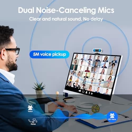 saylas 2K Webcam with Lights, HD Webcam for PC, 2K@60FPS Web cam with Microphone, 65° FOV, Autofocus, Noise Cancellation, Privacy Cover, Web Camera for Computer/Laptop, USB Streaming Computer Camera image