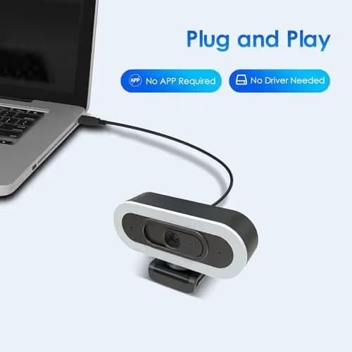 saylas 2K Webcam with Lights, HD Webcam for PC, 2K@60FPS Web cam with Microphone, 65° FOV, Autofocus, Noise Cancellation, Privacy Cover, Web Camera for Computer/Laptop, USB Streaming Computer Camera image