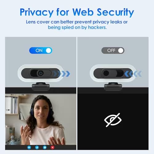 saylas 2K Webcam with Lights, HD Webcam for PC, 2K@60FPS Web cam with Microphone, 65° FOV, Autofocus, Noise Cancellation, Privacy Cover, Web Camera for Computer/Laptop, USB Streaming Computer Camera image