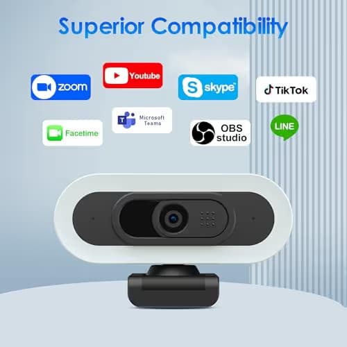 saylas 2K Webcam with Lights, HD Webcam for PC, 2K@60FPS Web cam with Microphone, 65° FOV, Autofocus, Noise Cancellation, Privacy Cover, Web Camera for Computer/Laptop, USB Streaming Computer Camera image