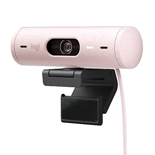 Logitech Brio 500 Full HD 1080p Webcam with Auto Light Correction, Dual Noise Reduction Mics, Privacy Cover, Works with Teams, Meet, Zoom - Rose main image