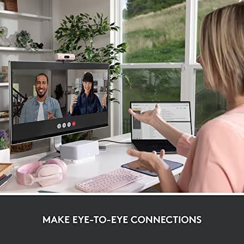Logitech Brio 500 Full HD 1080p Webcam with Auto Light Correction, Dual Noise Reduction Mics, Privacy Cover, Works with Teams, Meet, Zoom - Rose image