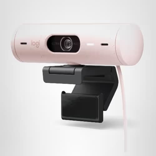 Logitech Brio 500 Full HD 1080p Webcam with Auto Light Correction, Dual Noise Reduction Mics, Privacy Cover, Works with Teams, Meet, Zoom - Rose image