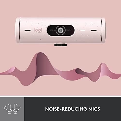 Logitech Brio 500 Full HD 1080p Webcam with Auto Light Correction, Dual Noise Reduction Mics, Privacy Cover, Works with Teams, Meet, Zoom - Rose image