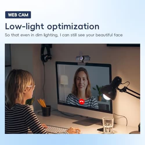 1080P PC Webcam with Built-in Noise-Canceling Microphone Physical Privacy Cover Automatic Light Compensation Ultra Wide-Angle Lens Plug and Play Suitable for Zoom/YouTube/Live/Streaming image