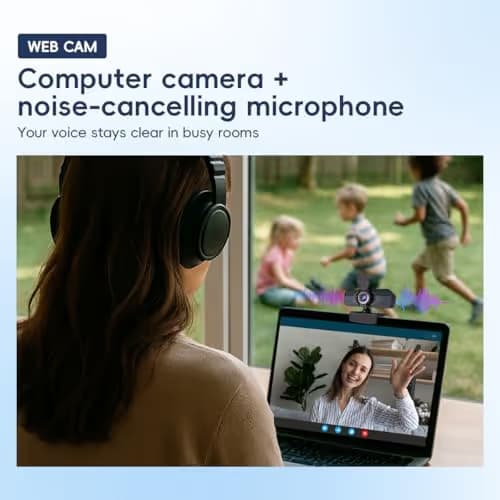 1080P PC Webcam with Built-in Noise-Canceling Microphone Physical Privacy Cover Automatic Light Compensation Ultra Wide-Angle Lens Plug and Play Suitable for Zoom/YouTube/Live/Streaming image