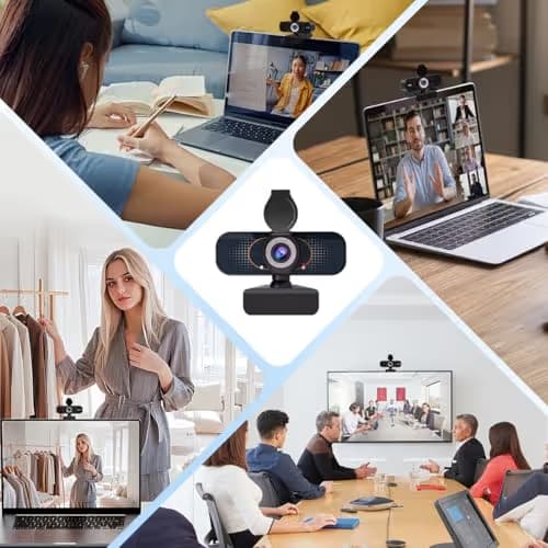 1080P PC Webcam with Built-in Noise-Canceling Microphone Physical Privacy Cover Automatic Light Compensation Ultra Wide-Angle Lens Plug and Play Suitable for Zoom/YouTube/Live/Streaming image