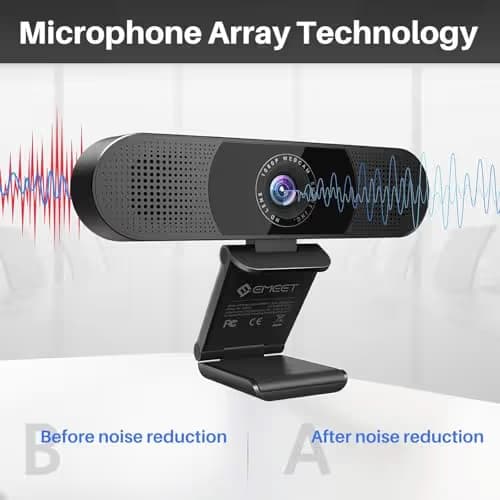 EMEET C980 PRO 3-in-1 1080P Webcam with Microphone and Speaker, 60°-98° Wide Angle Webcam w/ 4 Noise Cancel Mics, 2 Speakers, Auto Low Light Correction W/Cover, USB Camera for Online Conference/Class image