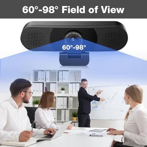 EMEET C980 PRO 3-in-1 1080P Webcam with Microphone and Speaker, 60°-98° Wide Angle Webcam w/ 4 Noise Cancel Mics, 2 Speakers, Auto Low Light Correction W/Cover, USB Camera for Online Conference/Class image