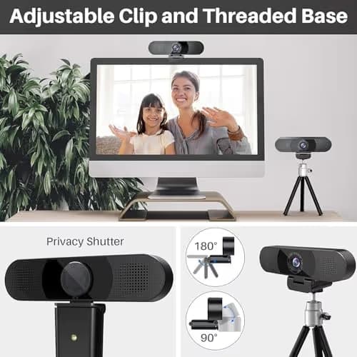 EMEET C980 PRO 3-in-1 1080P Webcam with Microphone and Speaker, 60°-98° Wide Angle Webcam w/ 4 Noise Cancel Mics, 2 Speakers, Auto Low Light Correction W/Cover, USB Camera for Online Conference/Class image
