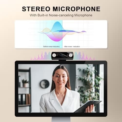 Diccik 1080P Webcam with Microphone, Full HD Video Calling Web Camera, HD Light Correction Streaming Webcam for Zoom/Skype/Teams, Plug and Play PC Camera Web cam for Windows & Mac image