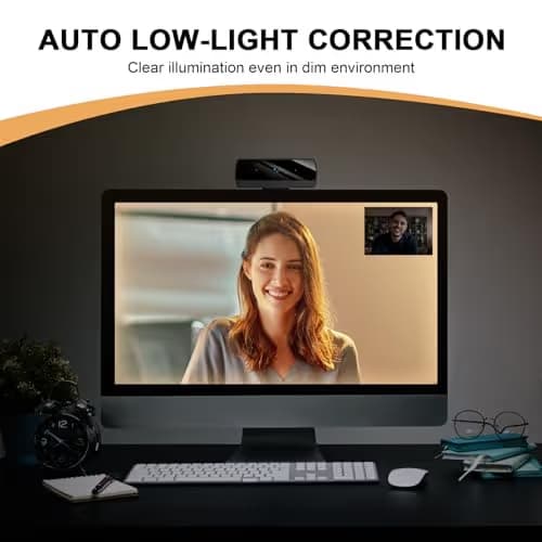 Diccik 1080P Webcam with Microphone, Full HD Video Calling Web Camera, HD Light Correction Streaming Webcam for Zoom/Skype/Teams, Plug and Play PC Camera Web cam for Windows & Mac image