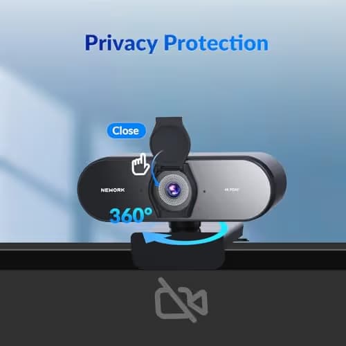 NEWORK 4K Webcam for PC with PDAF & CDAF Dual-autofocus, Ultra 4K HD, 2 Noise Reduction Mics, Auto Light Correction, USB-A, Privacy Cover, 79°FOV, Streaming Camera for PC, Mac, Laptop, Video Calls image