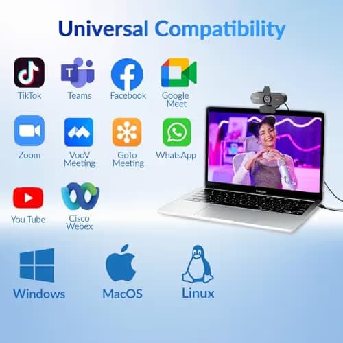 NEWORK 4K Webcam for PC with PDAF & CDAF Dual-autofocus, Ultra 4K HD, 2 Noise Reduction Mics, Auto Light Correction, USB-A, Privacy Cover, 79°FOV, Streaming Camera for PC, Mac, Laptop, Video Calls image