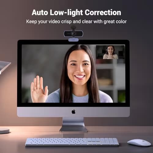 UGREEN Full HD 1080P Webcam with Microphone, 2 Noise-Canceling Mics, 85° Fov & Fixed Focus, Plug and Play, Auto Light Correction, Privacy Cover PC Camera for Zoom/Skype/Teams, Switch 2, Grey image
