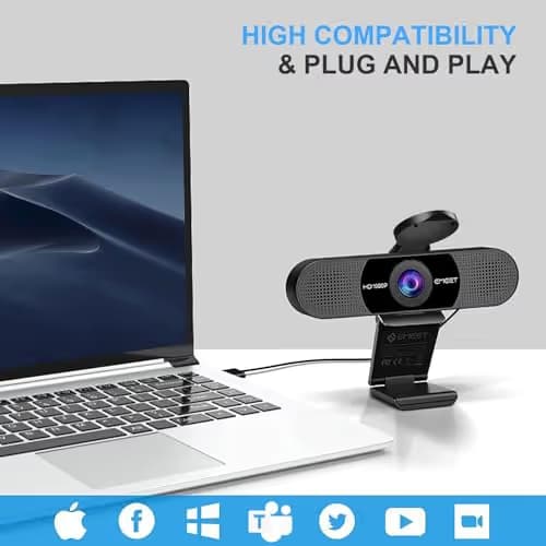 EMEET 1080P Webcam with Microphone, C960 Web Camera, 2 Mics Streaming Webcam, 90°FOV Computer Camera, Plug and Play USB Web Cam for Online Calling/Conferencing, Zoom/Teams/Facetime/YouTube, Laptop/PC image