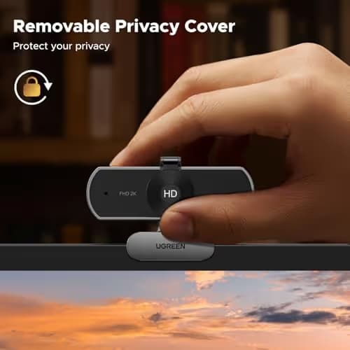 UGREEN 2K Webcam for PC Ultra HD 1080P Computer Webcam with Microphone, PC Camera with Privacy Cover, USB Web Camera for Streaming, Conference, Video Calling, Zoom, Skype, Teams, FaceTime, Space Grey image