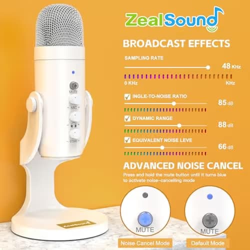 ZealSound K66 Podcast Microphone - White image
